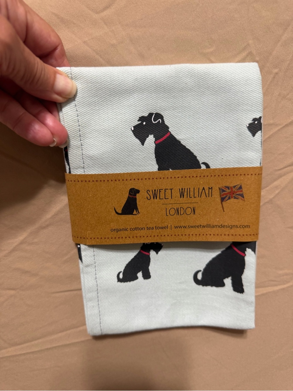 Pale Blue - Dog Print Organic Cotton Tea Towel